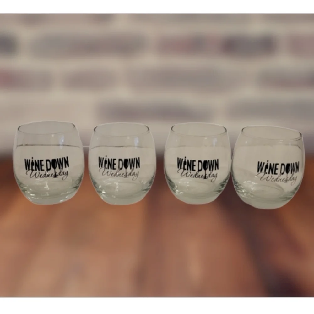 Wine Down Wednesday Stemless Wine Glasses Set of 4